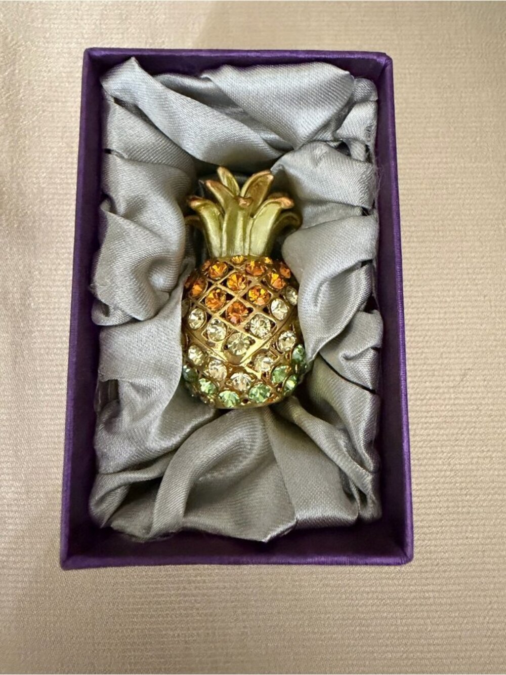 Gold Pineapple With Orange, Yellow, And Green Crystals From Hawaii